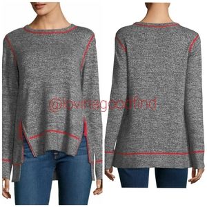 ANTHROPOLOGIE Lisa Todd ZIP IT Black Marled CASHMERE Blend Sweater EUC sz M